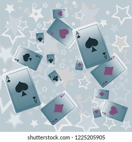 Casino Playing Cards are falling down. Playing Cards rain. Vector illustration