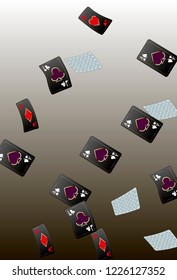 Casino Playing Cards are falling down. Playing Cards rain. Vector illustration