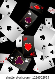 Casino Playing Cards are falling down. Playing Cards rain. Vector illustration