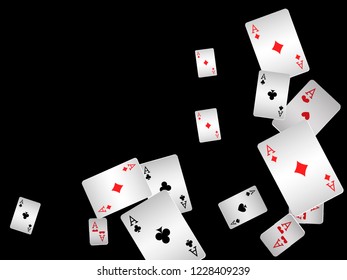 Casino Playing Cards are falling down. Playing Cards rain. Vector illustration