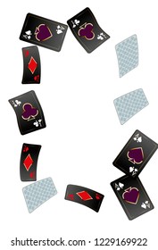 Casino Playing Cards are falling down. Playing Cards rain. Vector illustration
