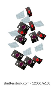 Casino Playing Cards are falling down. Playing Cards rain. Vector illustration