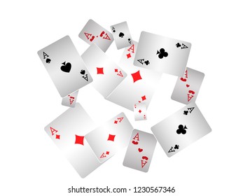 Casino Playing Cards are falling down. Playing Cards rain. Vector illustration