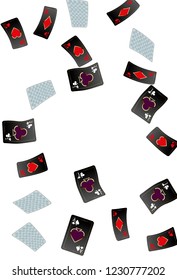 Casino Playing Cards are falling down. Playing Cards rain. Vector illustration
