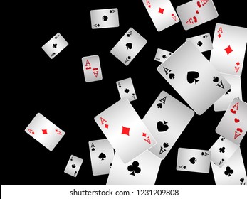 Casino Playing Cards are falling down. Playing Cards rain. Vector illustration