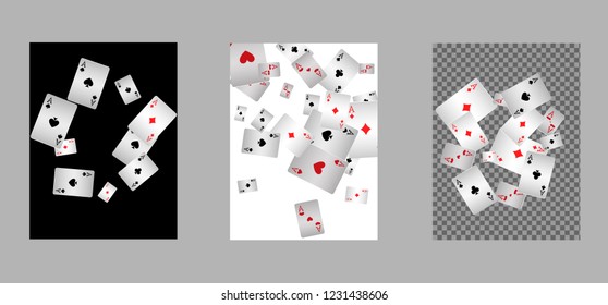 Casino Playing Cards are falling down. Playing Cards rain. Vector illustration