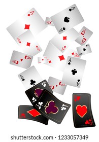 Casino Playing Cards are falling down. Playing Cards rain. Vector illustration