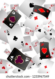Casino Playing Cards are falling down. Playing Cards rain. Vector illustration