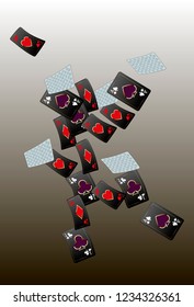 Casino Playing Cards are falling down. Playing Cards rain. Vector illustration
