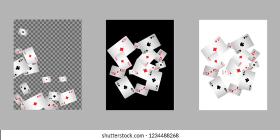 Casino Playing Cards are falling down. Playing Cards rain. Vector illustration