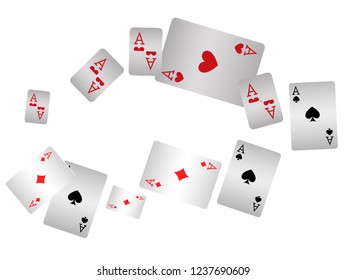 Casino Playing Cards are falling down. Playing Cards rain. Vector illustration