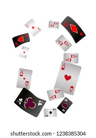 Casino Playing Cards are falling down. Playing Cards rain. Vector illustration