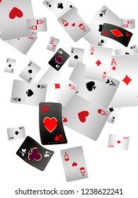 Casino Playing Cards are falling down. Playing Cards rain. Vector illustration