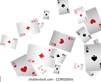 Casino Playing Cards are falling down. Playing Cards rain. Vector illustration