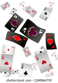 Casino Playing Cards are falling down. Playing Cards rain. Vector illustration