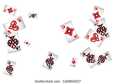 Casino Playing Cards are falling down. Playing Cards rain. Vector illustration in celtic style