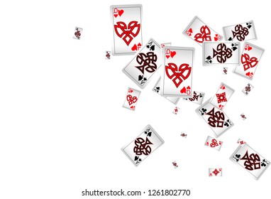 Casino Playing Cards are falling down. Playing Cards rain. Vector illustration in celtic style