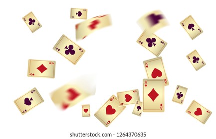 Casino Playing Cards are falling down. Playing Cards rain. Vector illustration in celtic style