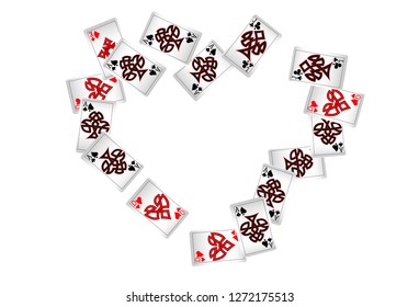 Casino Playing Cards are falling down. Playing Cards rain. Vector illustration in celtic style