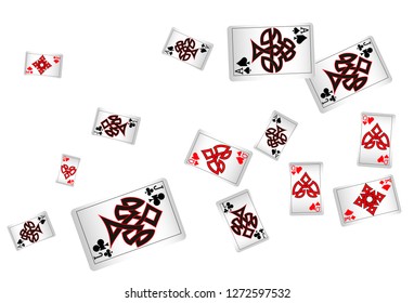 Casino Playing Cards are falling down. Vector illustration in vintage style.