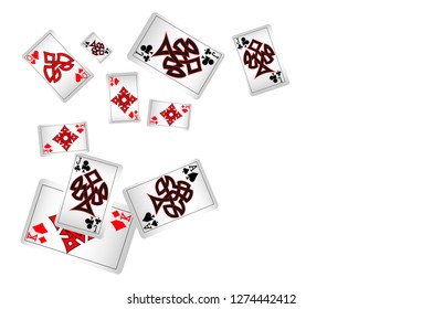 Casino Playing Cards are falling down. Vector illustration in vintage style.