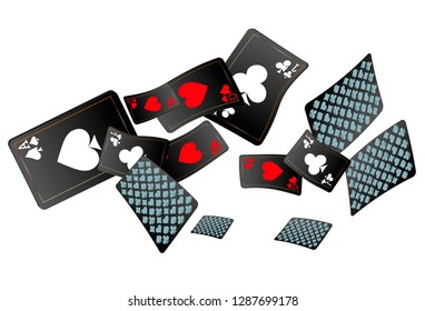 Casino Playing Cards are falling down. Vector illustration