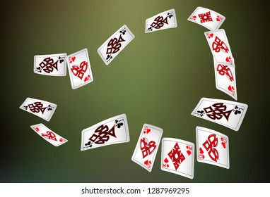 Casino Playing Cards are falling down. Vector illustration