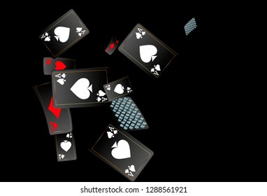 Casino Playing Cards are falling down. Vector illustration