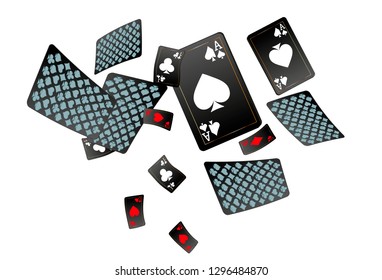 Casino Playing Cards are falling down. Vector illustration