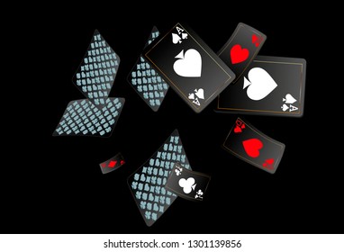 Casino Playing Cards are falling down. Playing Cards rain. Vector illustration
