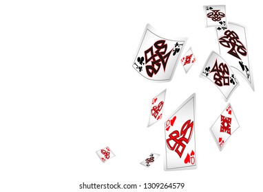 Casino Playing Cards are falling down. Vector illustration in vintage style.