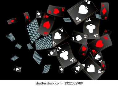 Casino Playing Cards are falling down. Playing Cards rain. Vector illustration