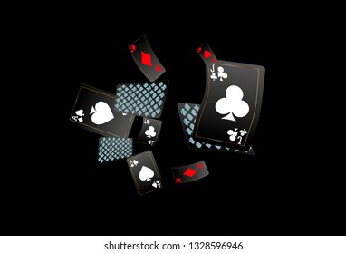 Casino Playing Cards are falling down. Playing Cards rain. Vector illustration