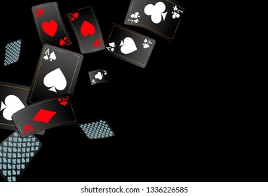 Casino Playing Cards are falling down. Playing Cards rain. Vector illustration