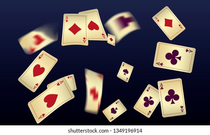Casino Playing Cards are falling down. Playing Cards rain. Vector illustration