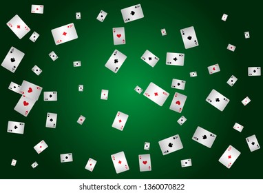 Casino Playing Cards are falling down. Playing Cards rain. Vector illustration