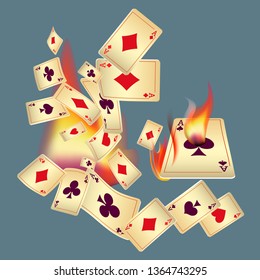 Casino Playing Cards are falling down. Playing Cards rain. Vector illustration