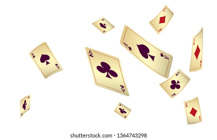 Casino Playing Cards are falling down. Playing Cards rain. Vector illustration