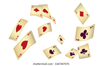 Casino Playing Cards are falling down. Playing Cards rain. Vector illustration