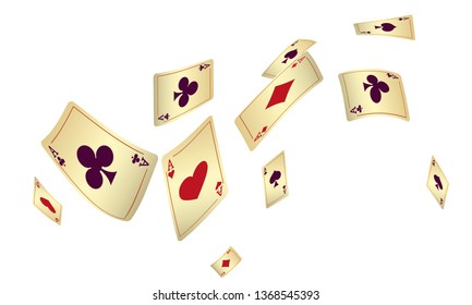 Casino Playing Cards are falling down. Playing Cards rain. Vector illustration
