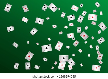 Casino Playing Cards are falling down. Playing Cards rain. Vector illustration