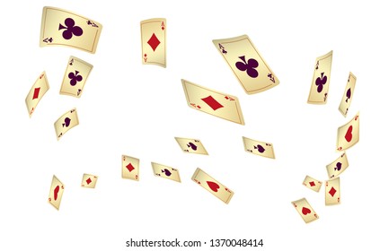 Casino Playing Cards are falling down. Vector illustration in vintage style.
