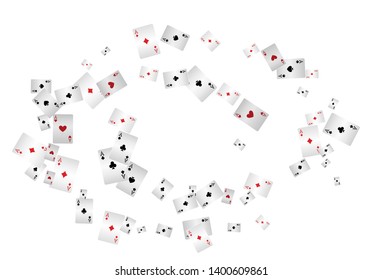 Casino Playing Cards are falling down. Playing Cards rain. Pattern for ads of parties, events in Vegas. Vector illustration