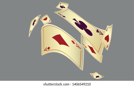 Casino Playing Cards are falling down. Playing Cards rain. Pattern for ads of parties, events in Vegas. Vector illustration