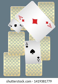 Casino Playing Cards are falling down. Playing Cards rain. Pattern for ads of parties, events in Vegas. Vector illustration