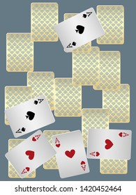 Casino Playing Cards are falling down. Playing Cards rain. Pattern for ads of parties, events in Vegas. Vector illustration