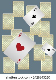Casino Playing Cards are falling down. Playing Cards rain. Pattern for ads of parties, events in Vegas. Vector illustration