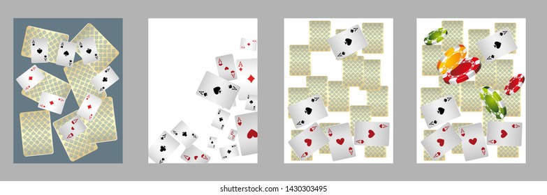 Casino Playing Cards are falling down. Playing Cards rain. Pattern for ads of parties, events in Vegas. Vector illustration
