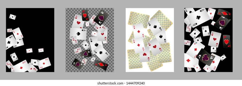 Casino Playing Cards are falling down. Playing Cards rain. Pattern for ads of parties, events in Vegas. Vector illustration