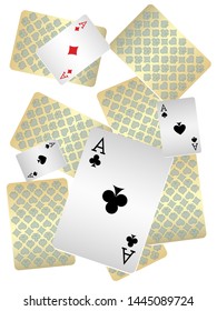 Casino Playing Cards are falling down. Playing Cards rain. Pattern for ads of parties, events in Vegas. Vector illustration
